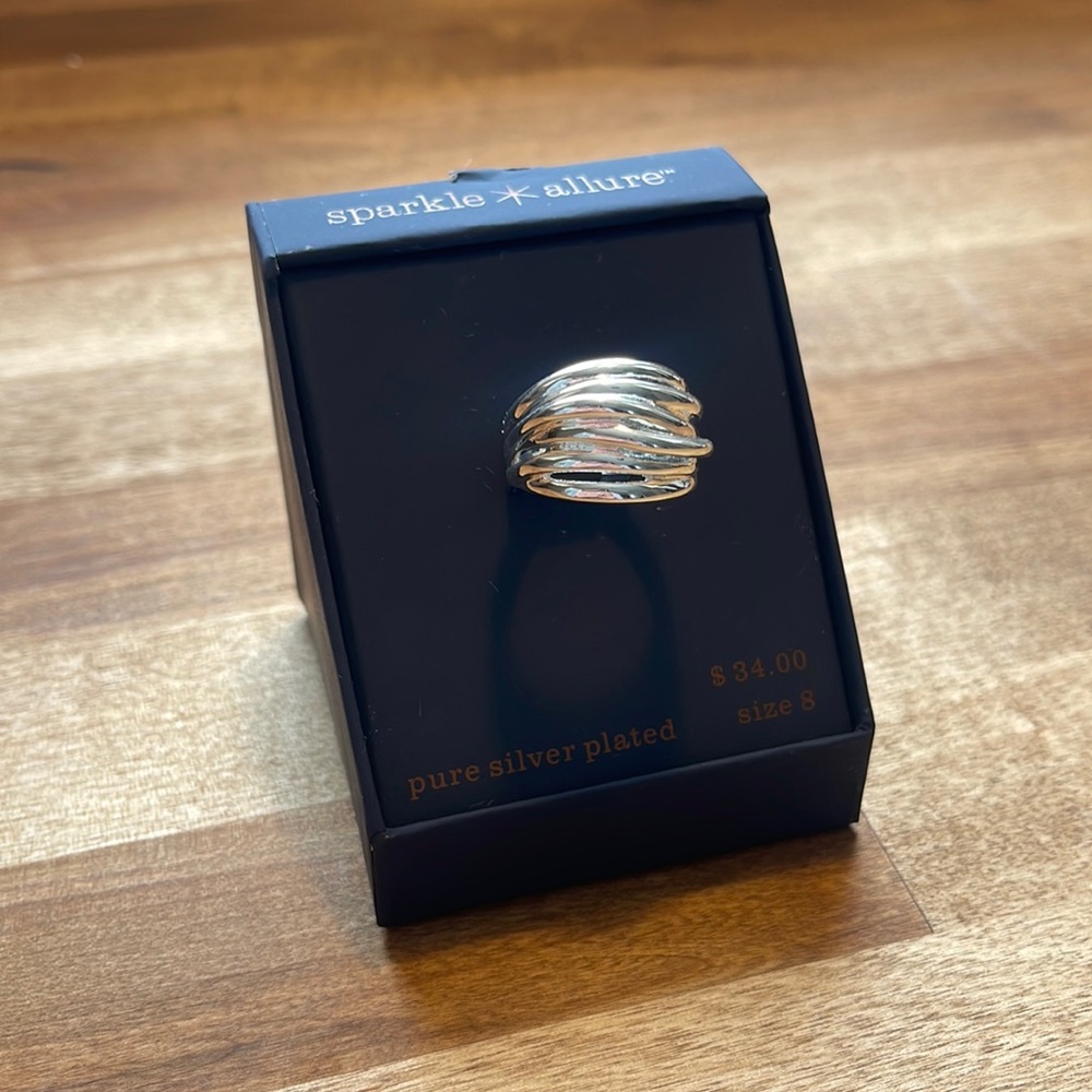 Pure Silver Plated textured band (Size 8) NWT